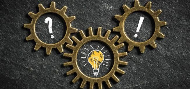 The psychology gears behind investment decisions Investor psychology gears — question mark, lightbulb and exclamation icons illustrating how mental models drive property investment hesitation and action.
