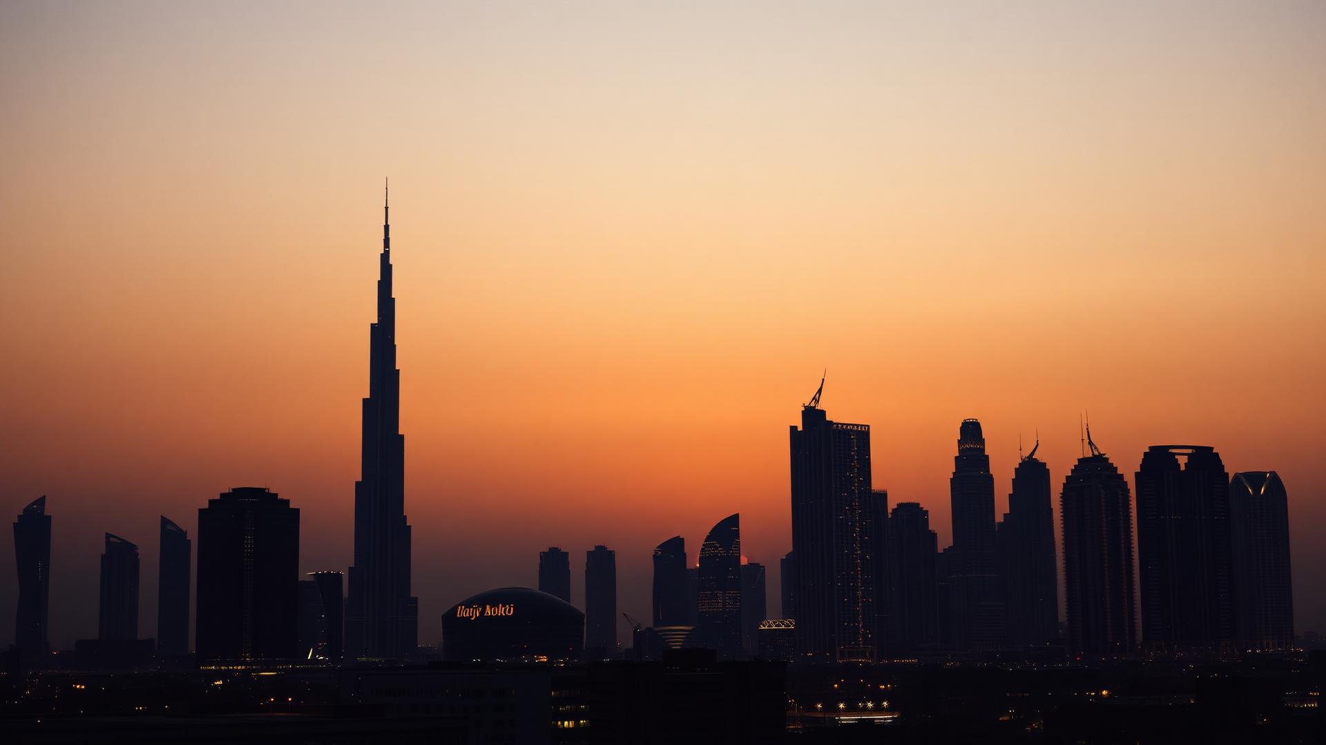 Dubai Property Investment Dubai skyline at dusk with Burj Khalifa and Downtown Dubai towers, representing institutional Dubai real estate investment research.