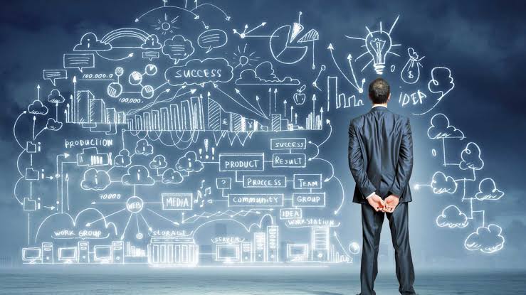 Executive contemplating an institutional strategy map