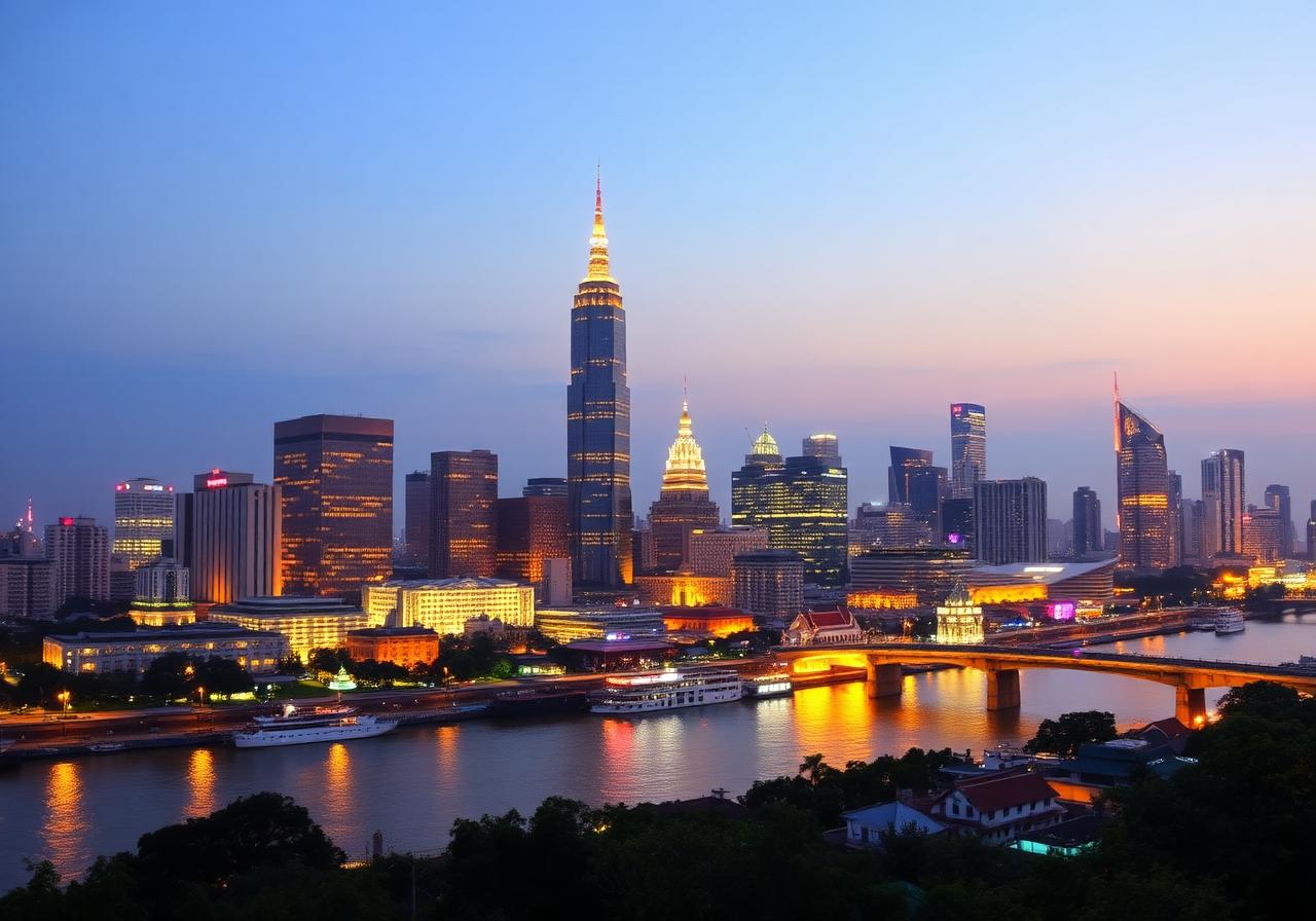 Bangkok property investment, Chao Phraya river and skyline of Thailand's financial capital, supporting diversified income-producing real estate opportunities.
